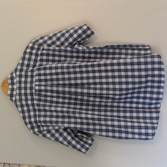 St John's Bay Shirt Men's Large Button Down Short Sleeve Plaid White Blue Preppy - Picture 3 of 8